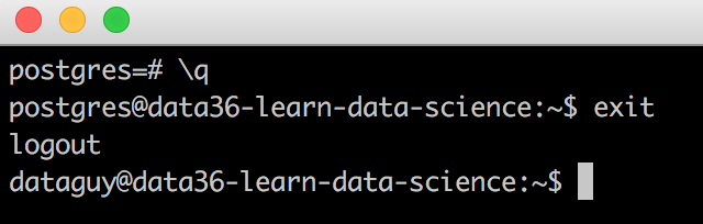 data coding psql exit