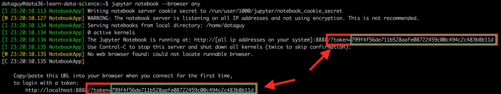 data coding jupyter token command line