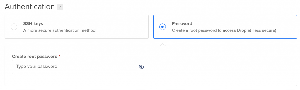 server setup password