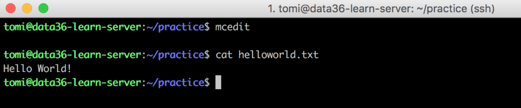 command line bash helloworld cat