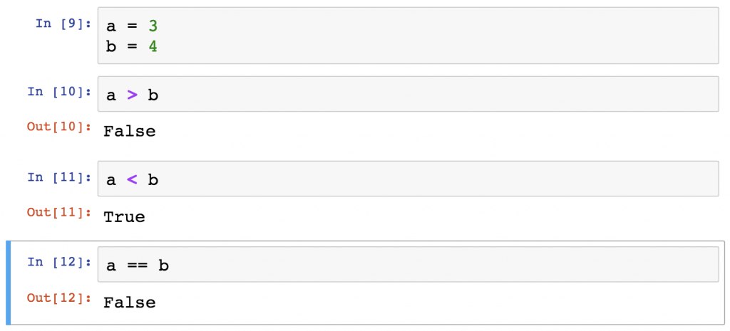 Python for Data Science - python comparsion operations