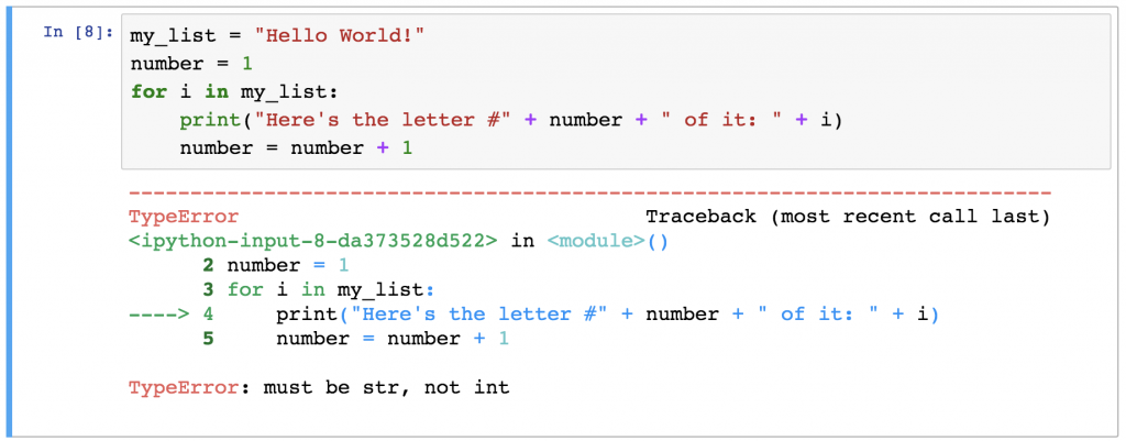 Python For Loop error