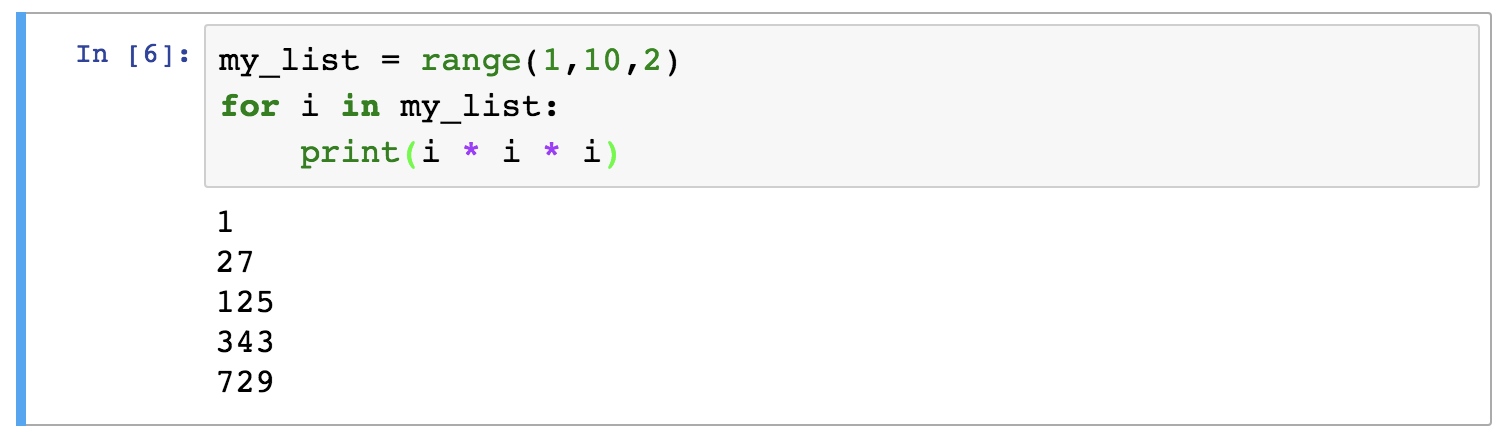 for loop list range