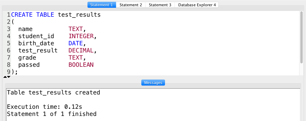 sqlectron create a new database