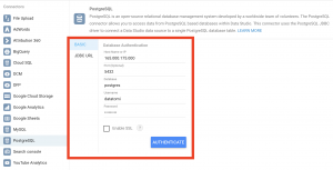 connect Google Data Studio to PostgreSQL -- authenticate with credentials