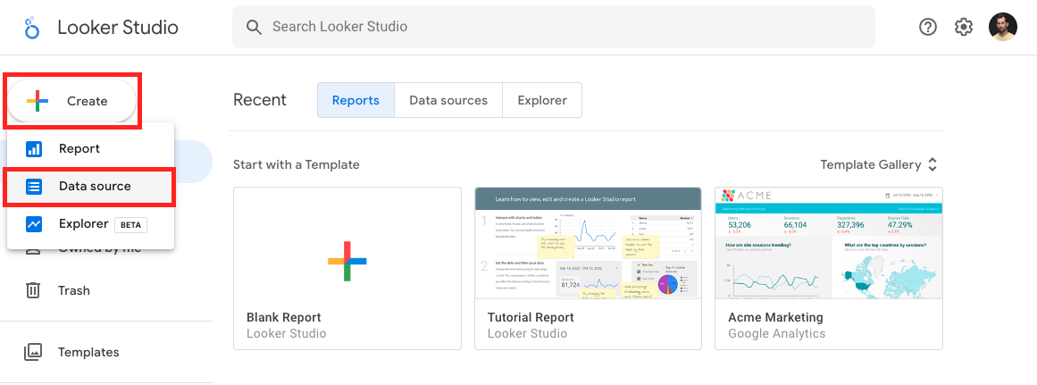connect Looker Studio to PostgreSQL -- create