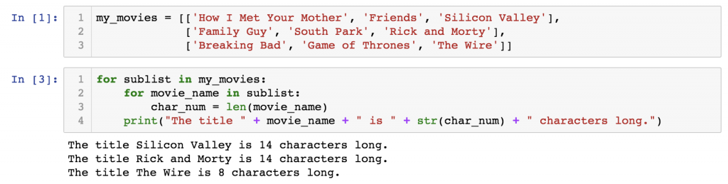 Nested Loops Python 3 Example