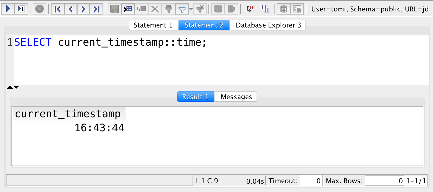 sql current timestamp to time