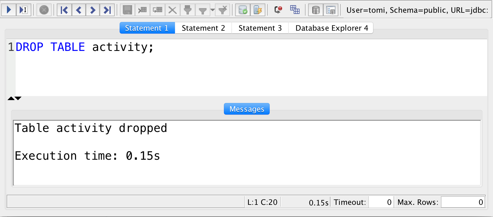 sql drop table