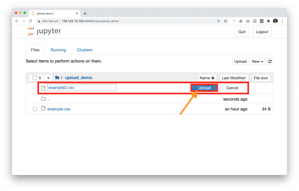 upload data file server jupyter