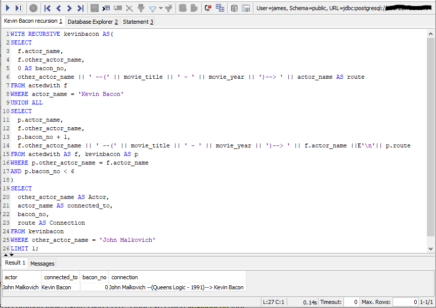 SQL Recursion script hobby project