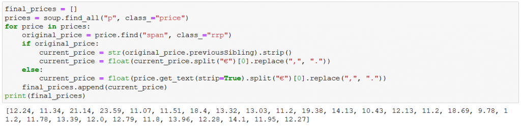 price scraping from website python beautiful soup