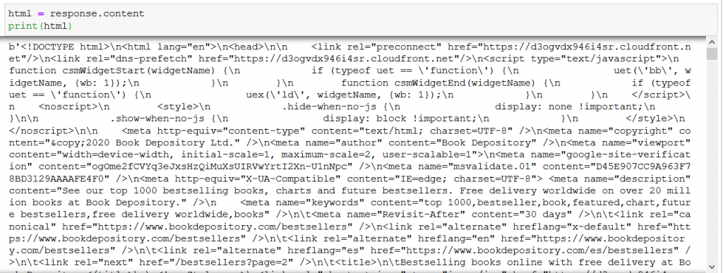 web scraping html content requests response