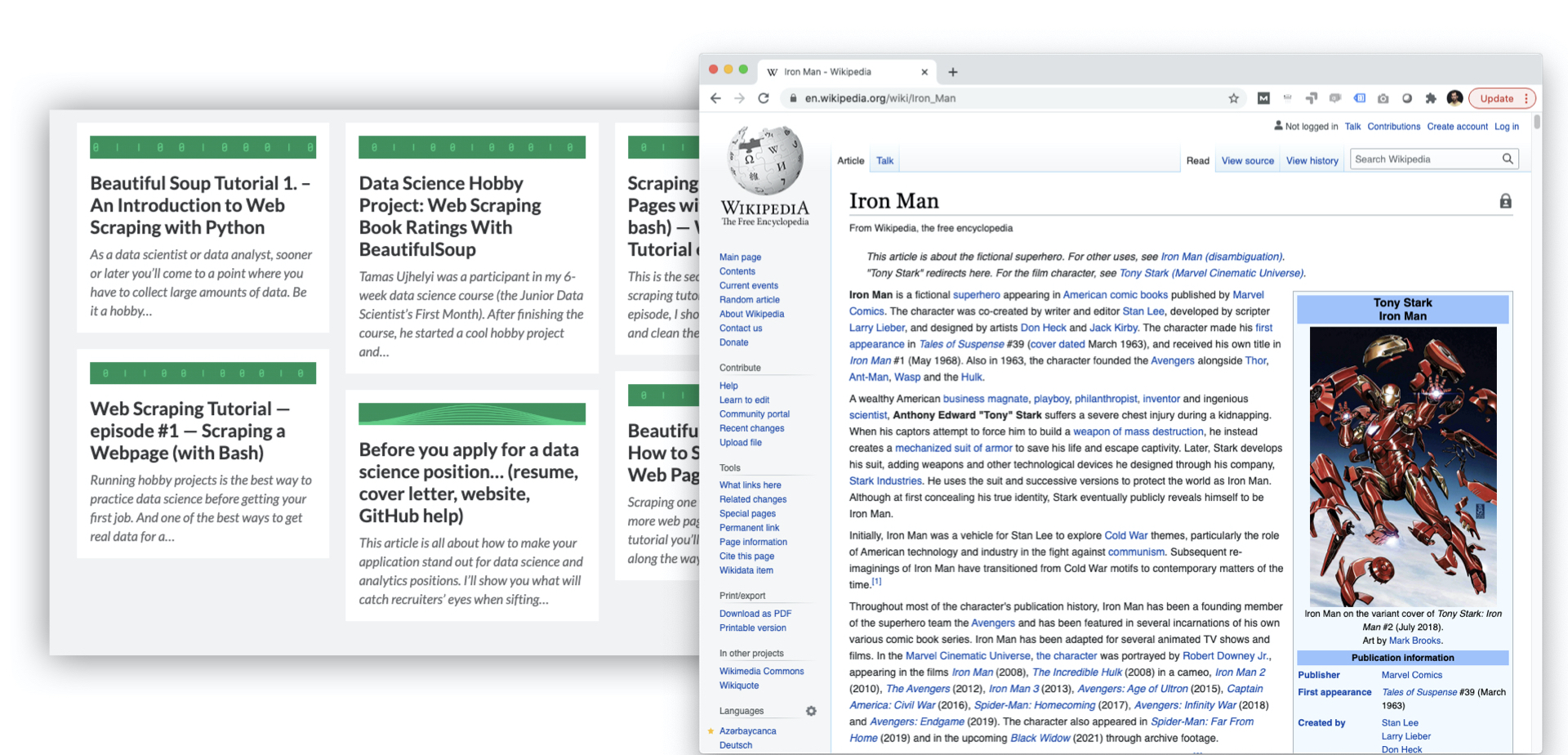 wikipedia web scraping data source course