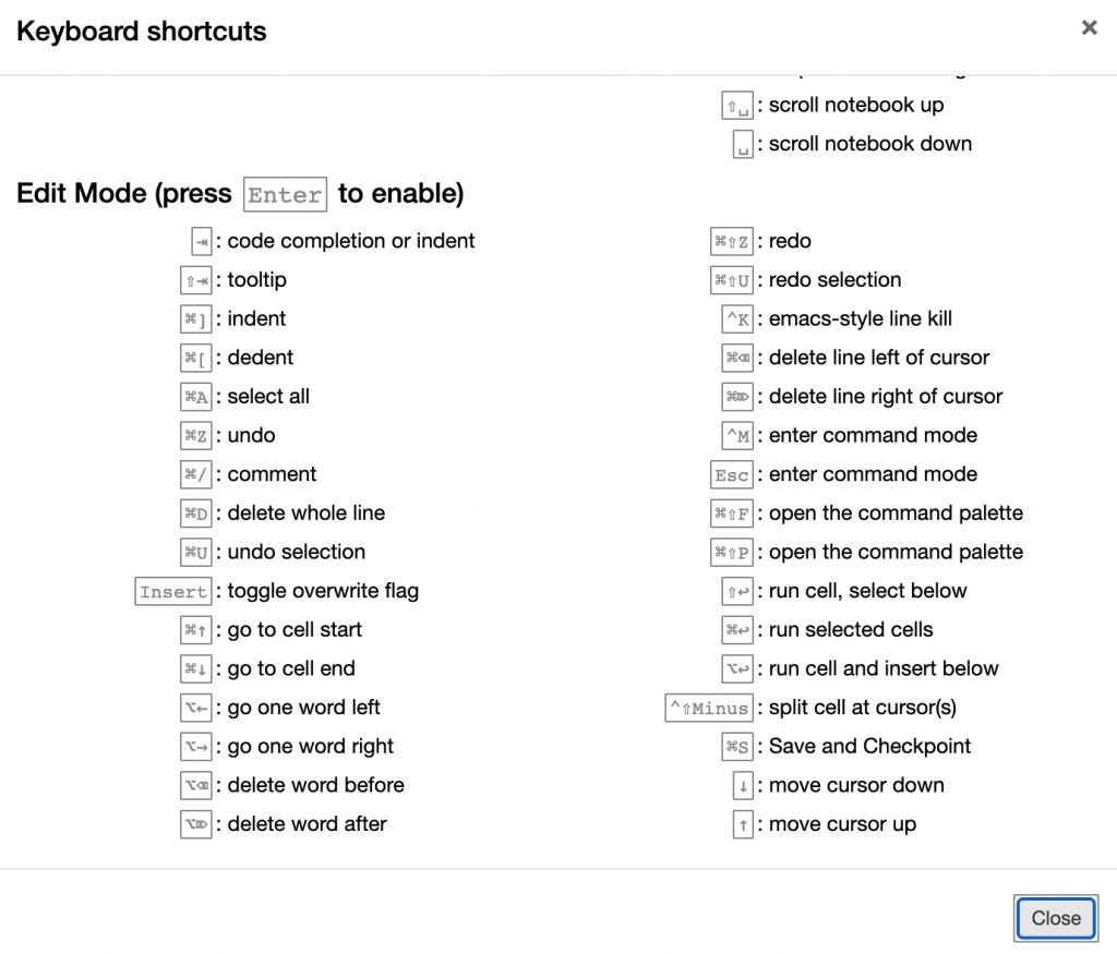 jupyter keyboard shortcuts